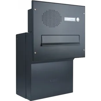 Poštovní schránka 1x poštovní schránka F-046 k zazdění do sloupku + čelní deska s 1x zvonkem a přípravou pro HM - lakovaná - RAL 7016 MAT. - ANTRACIT