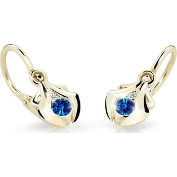 Náušnice Cutie Jewellery Dětské náušnice zlaté C2224Z-Blue Dark