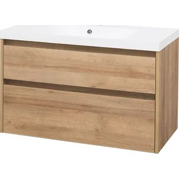 Koupelnový nábytek Opto, koupelnová skříňka s umyvadlem z litého mramoru 101 cm, dub Riviera CN922M