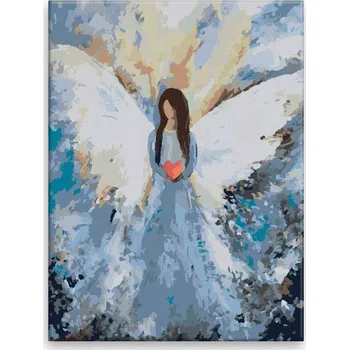 Malování podle čísel - Zimní anděl - 30x40 cm, bez dřevěného rámu - CZ výroba