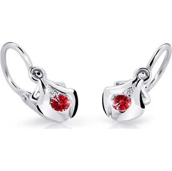 Náušnice Cutie Jewellery Dětské náušnice z bílého zlata C2224B-Ruby Dark
