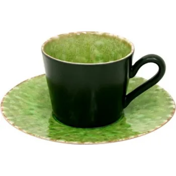 Šálek s podšálkem RIVIERA kropenatá zelená/černá