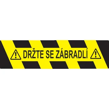 Podlahové značení - Držte se zábradlí podlahové samolepky 600 x 150 mm - 170 mikronů