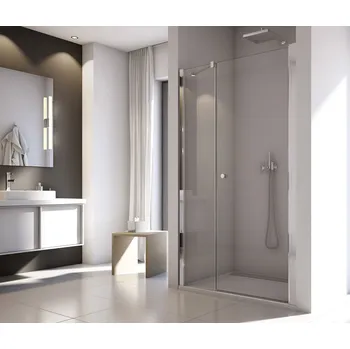 Sprchové dveře SOL31 - jednokřídlé dveře s pantem u zdi a s pevnou stěnou v rovině 90 cm, profil aluchrom SOL31090050