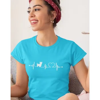 Dámské tričko Dámské tričko Yorkshirský teriér tep, Barva Modrá, Velikost S, Canvas Dámské tričko s krátkým rukávem Bezvatriko.cz 1013