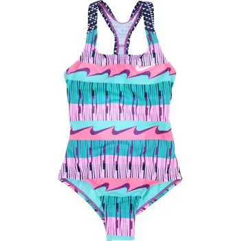 Dívčí plavky NIKE Clash růžové/tyrkysové/bílé XL