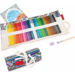 Cuculo Pastelky v rolovacím plátěném pouzdře Ethno 36 kusů + antistresové omalovánky