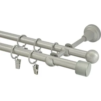 Garnýž kovová 140 cm dvouřadá - dvojitá 16 válec matná stříbrná