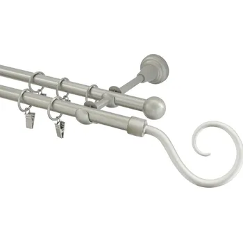 Garnýž kovová 230 cm dvouřadá - dvojitá 16 hák matná stříbrná