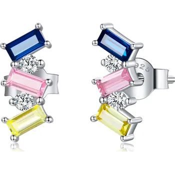 Náušnice BRUNOshop.cz Stříbrné náušnice se zirkony BAREVNÉ