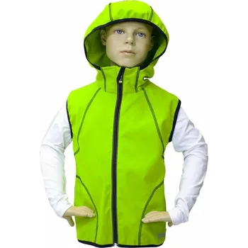 Chlapecká vesta Fantom softshellová vesta outdoor s kapucí - signální zelenožlutá Velikost: 128