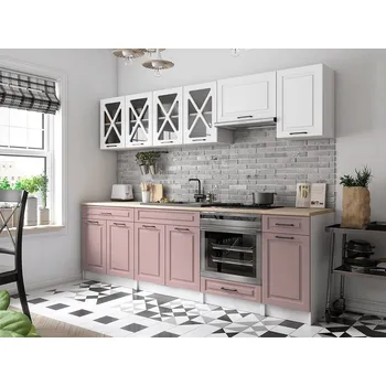 Kuchyňská linka Nábytek PEGAS s.r.o. Kuchyňská linka Gréta 260/260 bílá/růžová MAT