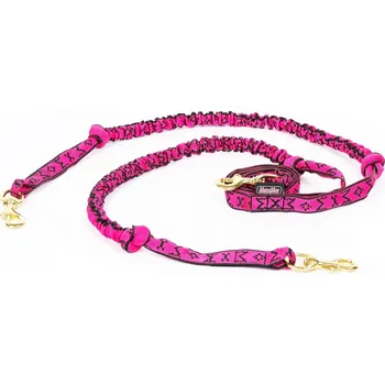 Vodítko pro psa ManMat Ski šňůra s amortizérem pro 2 psy Vzor: R - růžová