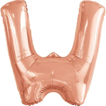 Balónek Písmeno W růžovo-zlaté foliový balónek 86 cm Amscan 9911485