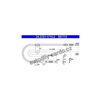 Brzdová hadice Lanko ruční brzdy ATE 24.3727-1715 (AT 581715)
