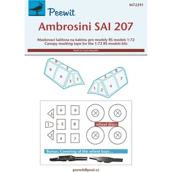 Plastikový model Peewit 1/72 Canopy mask Ambrosini SAI 207 (RS)