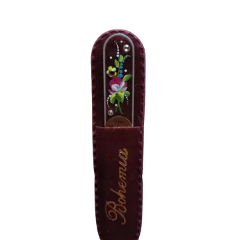 Skleněný pilníček na nehty, čirý s křišťály Swarovski Elements®, Růže - 90 mm