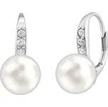 Silvego Stříbrné náušnice s bílou perlou Swarovski® Crystals LPSER0639 + 2 měsíce na vrácení zboží