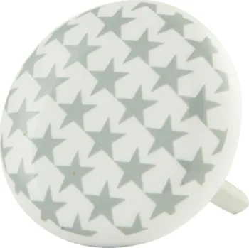 Dveřní kování Kulatá keramická úchytka s hvězdičkami - Ø 4 cm