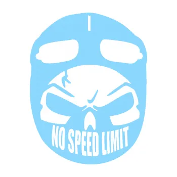 Samolepicí dekorace na vozidlo Lebka 043 motorkář (03 - světle modrá) SAMOLEPKA NA AUTO, NÁLEPKA, FÓLIE, POLEP, TUNING, VLASTNÍ TEXT, TISK, AUTOSAMOLEPKY.cz, POLEPY, OBRÁZEK, LOGO, 3D STICKERS