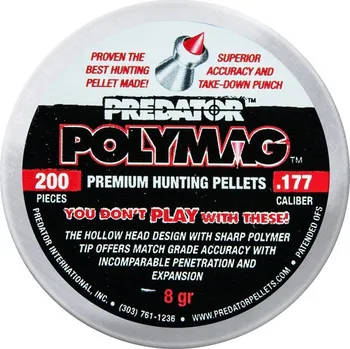 Diabolka JSB | PREDATOR POLYMAG .177 - Hmotnost 0,520g / 8,02gr, Průměr 4,500 mm, Balení obsahuje 200 kusů diabolek