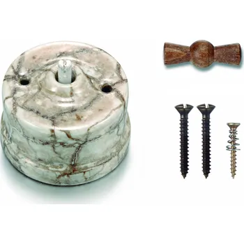 vypínač FONTINI by Font Barcelona Porcelánový vypínač povrchový Garby Reggia/old wood klička Typ tvaru: č.6 – schodišťák – ovládá se ze 2 míst 30 308 15 83