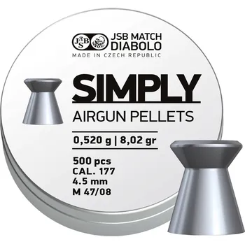 Diabolka JSB | SIMPLY .177 - Hmotnost 0,535g / 8,26gr, Průměr 4,500 mm, Balení obsahuje 500 kusů diabolek