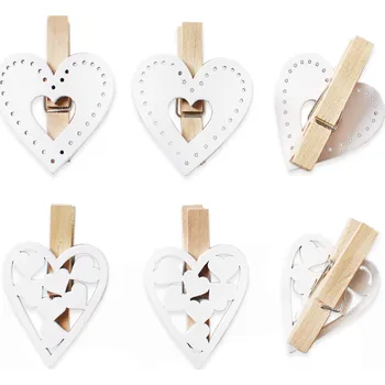 Zahradní dekorace Srdce kolíček dřevo 6ks/2cm bílá (521337)