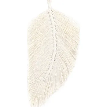 Závěsná boho dekorace makramé - list, WHITE ORCHID Barva: Bílá