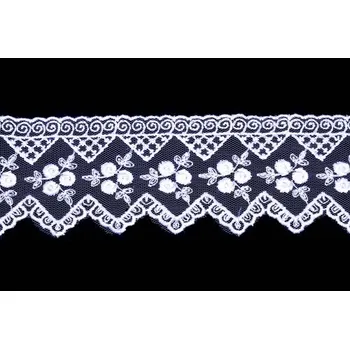 Krajka Krajka šifonová vyšívaná 5241 šíře 6cm bílá (9m/bal.)