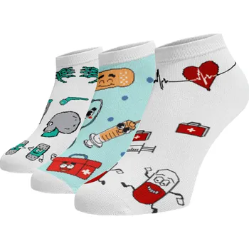 Dámské ponožky Zvýhodněný set 3 párů veselých kotníkových ponožek - NEMOCNIČNÍ MIX Bavlna 35-38