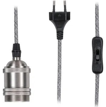 Paulmann 79771 Eldar, šedý textilní kabel s vypínačem a objímkou 1xE27, délka 5m