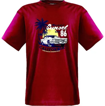 Pánské tričko Pánské tričko ADAMO bordó potisk SUNSET krátký rukáv 4XL - 12XL Adamo ODE-AD-131206-590 - 5XL