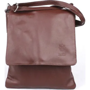Kabelka Vera Pelle Kožená středně velká crossbody kabelka no. 88 hnědá