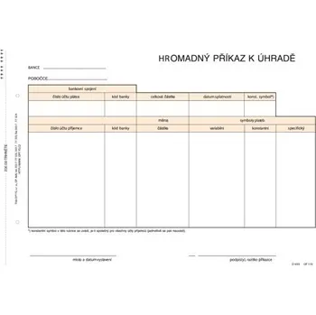 Tiskopis Tiskopis - Hromadný příkaz k úhradě A5, OP1110