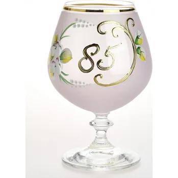 Sklenice Výroční číše NB Česko Ručně dekorovaná výroční novoborská číše 85 let, růžová - 400 ml