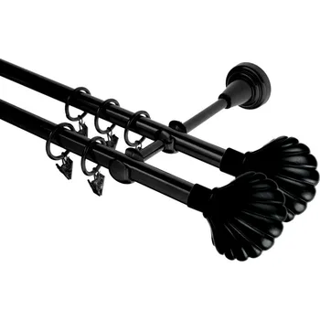 Garnýž kovová 170 cm dvouřadá - dvojitá 16 Mušle double černá