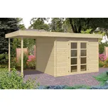 Domek s přístřeškem 28 mm Modern Extra 520X260 (Zahradní srubový domek 28 mm)