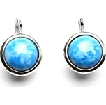 Zlaté náušnice, bílé i žluté zlato , přírodní kámen Magnezit 10 mm - NK 1452 (magnezit 10 mm)