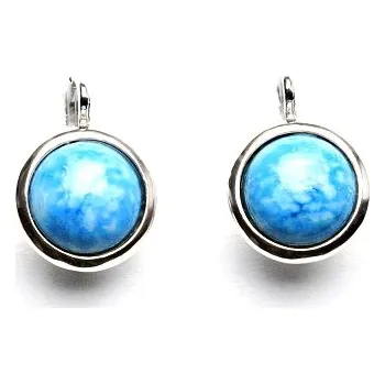 Náušnice Zlaté náušnice, bílé i žluté zlato , přírodní kámen Magnezit 10 mm - NK 1452 (magnezit 10 mm)