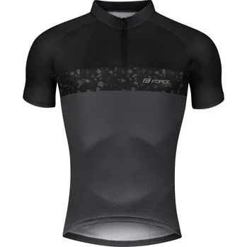 cyklistický dres Force dres ROCK krátký rukáv (šedá/černá)
