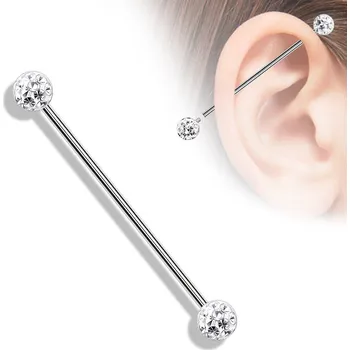 Piercing Piercingate Industrial piercing PIN00066 - Barva/Motiv: Čirá, Délka tyčky: 38 mm, Kuličky: 5 mm, Průměr tyčky: 1,6 mm