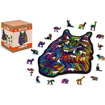 Puzzle Wooden City Duhová divoká kočka 274 dílků