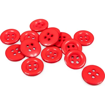 Knoflík Plastový knoflík čtyřdírkový barevný 15 mm Varianta: červená