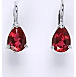 Zlaté náušnice, bílé i žluté zlato, zirkon rubín 8x6 mm , NK 1361 (zirkon 8x6 mm)