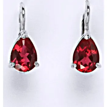 Náušnice Zlaté náušnice, bílé i žluté zlato, zirkon rubín 8x6 mm , NK 1361 (zirkon 8x6 mm)