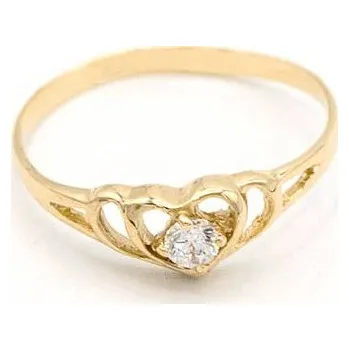 Prsten Zlatý prsten srdíčko s bílým kamínkem 0,93g