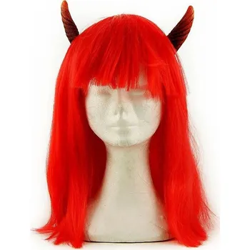 Karnevalová paruka Párty paruka s rohy červená