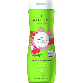 Dětský šampon Attitude Little Leaves dětské tělové mýdlo a šampon 2v1 s vůní melounu a kokosu 473 ml