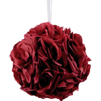 umělá květina Koule z růží 15 cm - bordo